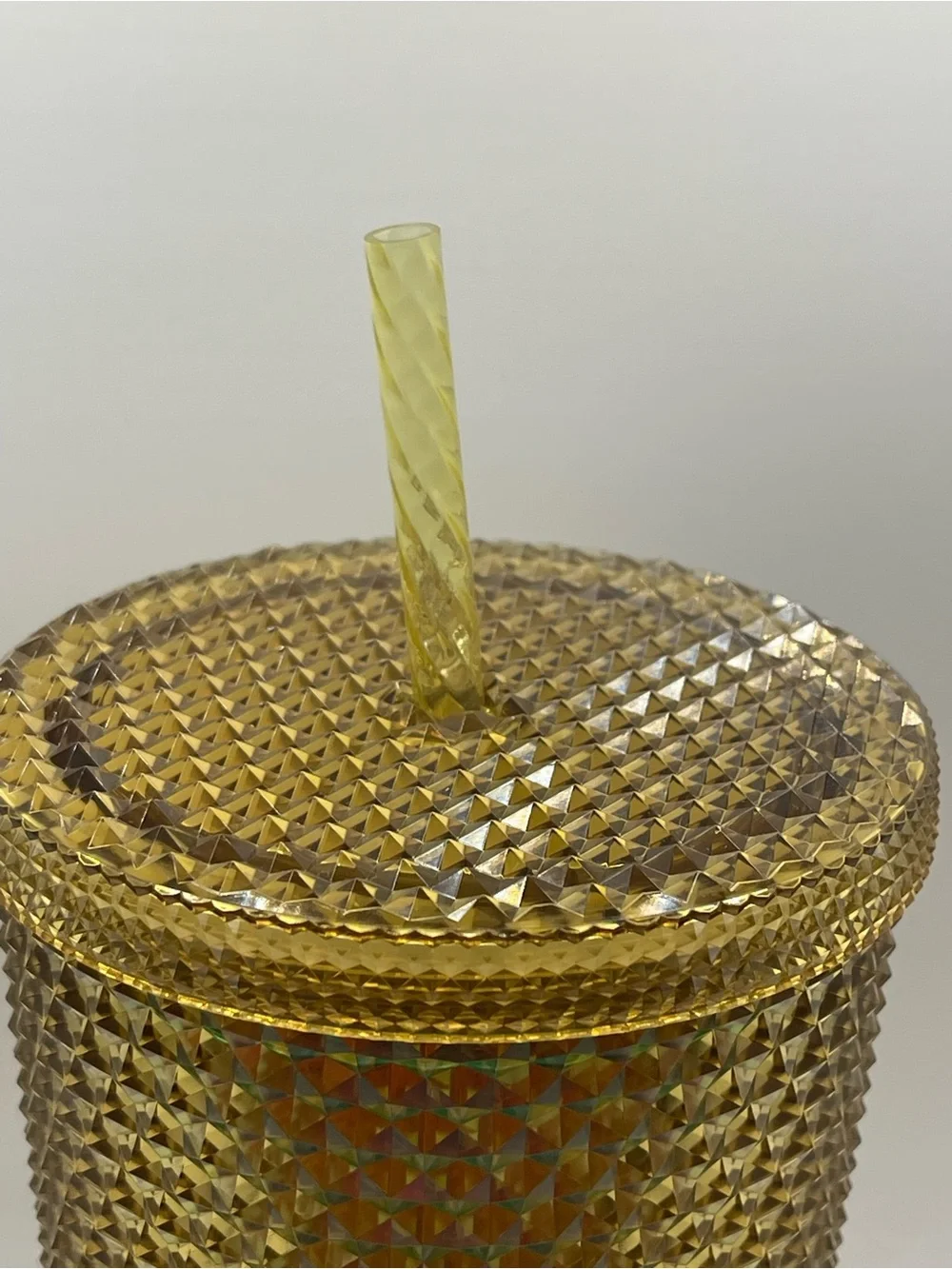 Disneyland Starbucks Gold Textured Studded Tumbler with Straw 24oz New